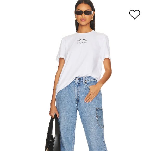 Ganni Relaxed O-Neck T-Shirt (White, size S) - Picture 1 of 7